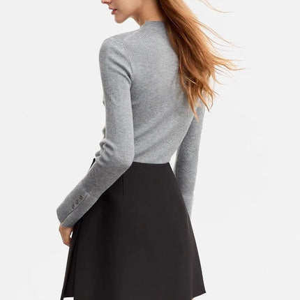 Gonne casual semplici da donna, stile coreano, a vita alta, per l'ufficio, da pendolare, a trapezio, tinta unita, abbinabili a tutto, gonne femminili