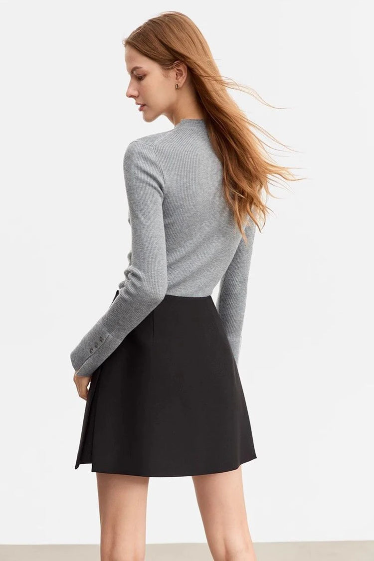Gonne casual semplici da donna, stile coreano, a vita alta, per l'ufficio, da pendolare, a trapezio, tinta unita, abbinabili a tutto, gonne femminili