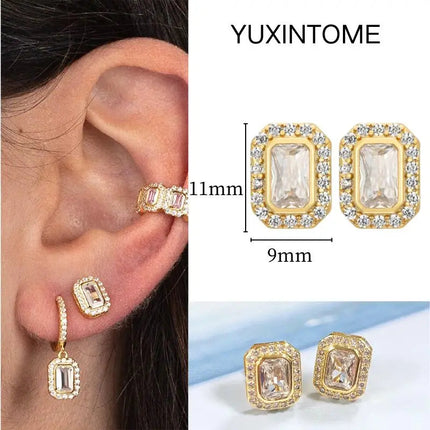 White Color Zircon Hoop Earrings 925 Sterling Silver Needle Cross/Star/Flower/Water Drop Pendant Gold Earrings Luxury Jewelry PlatiNum