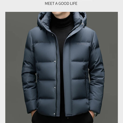 Real 85% Goose Down Jacket Men 2025 Winter Warm Puffer Coat Luxury Hood Thermal Outdoor Jacket Goose Down Parkas Zipper Clothes