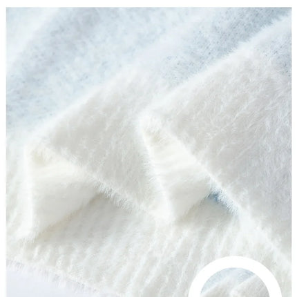 Imitation Mink Sweater for Men's Gradient Knitted Sweater for Couples Round Neck Thickened Warm Casual Pullover