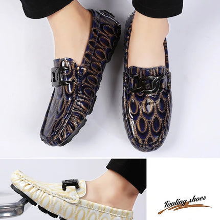 Mocassini da Uomo con Motivi Testurizzati, Calzature Casual Slip-On per Uso Quotidiano, Calzature Resistenti all'Usura e Robuste per Uomo