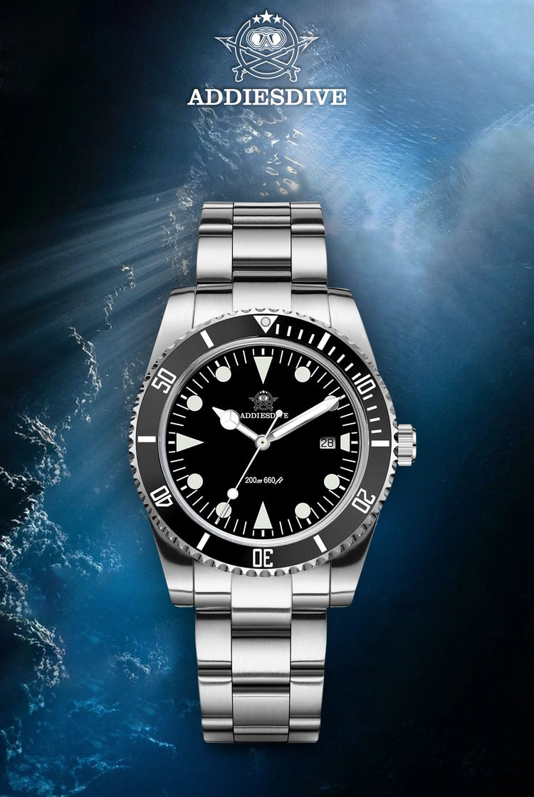 ADDIESDIVE New Gift Watch For Men AD2068 Quartz Watches 39mm Waterproof 200m Ceramic Bezel BGW9 Luminous Diving Leisure Wristwat