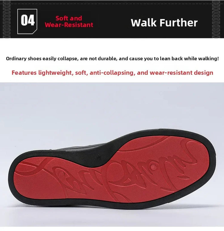 Men's High-End Casual Red Sole Board Oes Waterproof Sports Commuter Busin White Oes Simple Design Versatile Briti Sle