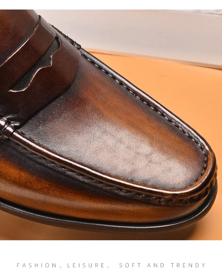 Mocassini da uomo di lusso in vera pelle slip on scarpe eleganti da lavoro casual nere scarpe da ufficio per feste di matrimonio da uomo