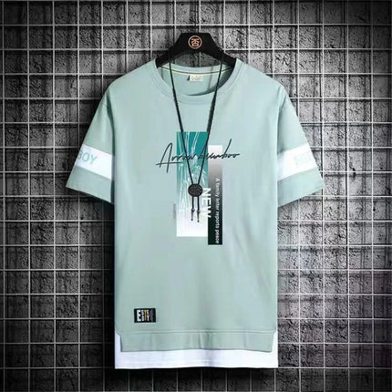 2025 New Men's T-shirt Korean Fashion Summer Short Sleeve Print Men's T-shirt Casual Harajuku Men's Clothing Graphic Men's T-shirt