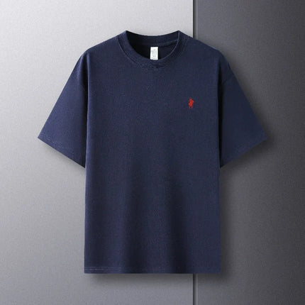 Men's Round Neck Short Sleeve 100% Pure Cotton T-shirt Hot Sale Luxury Brand Summer Exquisite Embroidery Pony Breathable Top
