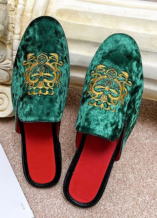 Pantofole antiusura in pelle da uomo Mocassini slip-on in velluto Scarpe da mulo alla moda