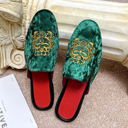 Pantofole antiusura in pelle da uomo Mocassini slip-on in velluto Scarpe da mulo alla moda