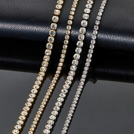 Zirconia Tennis Necklace  Iced Out Bling Chain 2mm/3mm Sexy Choker Stainless Steel For Women Jewelry Accessories PlatiNum
