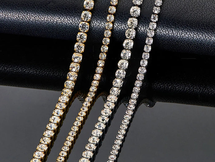 Zirconia Tennis Necklace  Iced Out Bling Chain 2mm/3mm Sexy Choker Stainless Steel For Women Jewelry Accessories PlatiNum