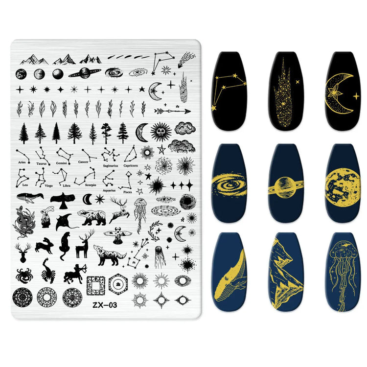 Flowers Love Nail Stamping Newspaper Splice Theme Irregular Stamping Plates Letter Nail Art Printing Stencil Tool Big Size Tools