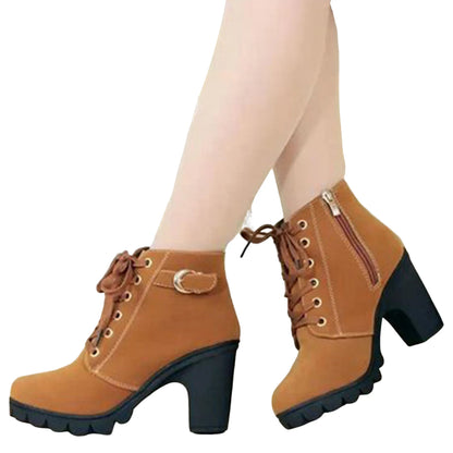 Women's Large Size Ankle Boots Autumn And Winter Cross-Strap Short Boots Gift for Christmas Birthday New Year