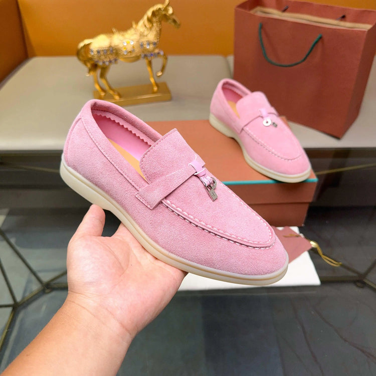 Mocassini da uomo in pelle scamosciata, mocassini classici slip-on con fibbia in metallo, suola morbida antiscivolo, calzature casual leggere per camminare, comode scarpe casual da lavoro per l'ufficio, la guida e l'uso quoti