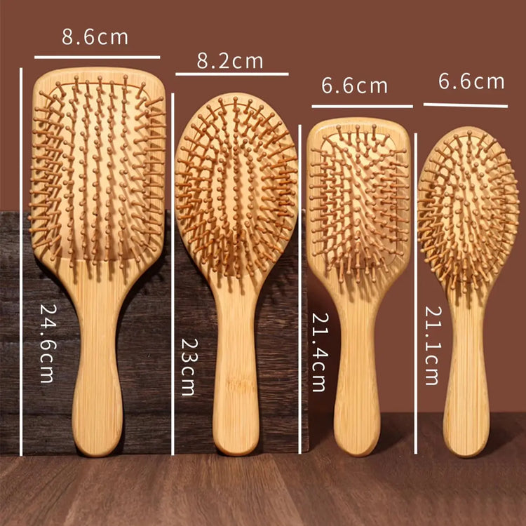 Bamboo Hairbrush Natural Wooden Anti-Static Brush Hair and Scalp Grooming Anti-Static Air Cushion Styling Tool Universal