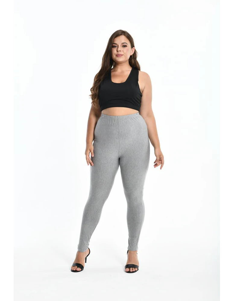 Solid Candy Color Leggings For Women 7XL 6XL 5XL Modal Cotton Large Size Ankle Legins Pants Grey Black White Pink Red Purple PlatiNum