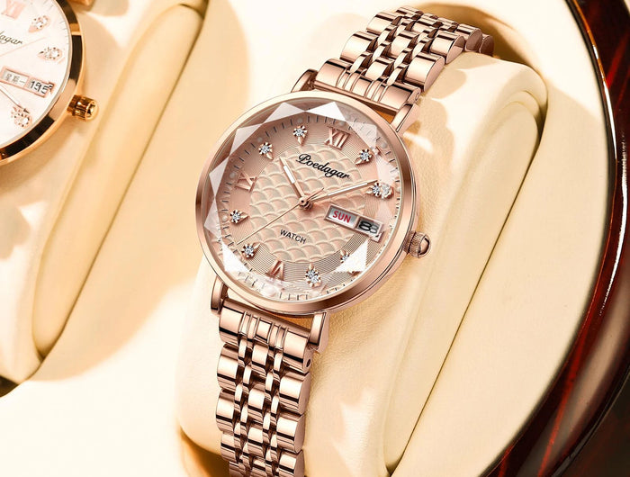 Orologio da donna POEDAGAR di alta qualità, in acciaio inossidabile, raffinato orologio da polso a bracciale, impermeabile, luminoso, elegante, orologio da donna, Reloj platinumshop