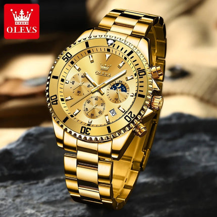 OLEVS Men's Classic Watches with Date Waterproof Luminous Luxury Big Dial Men's Wrist Dress Stainless Steel Men Watch