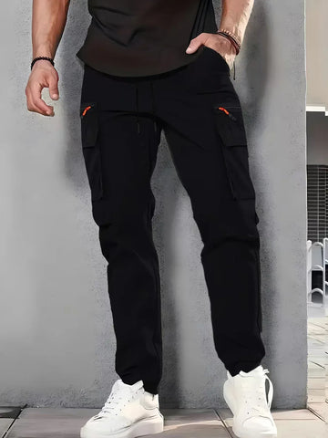 Men's New Multi-Pocket Cargo Pants, Zipper Design Straight Leg Trousers, Stylish Fit and Comfortable Fabric