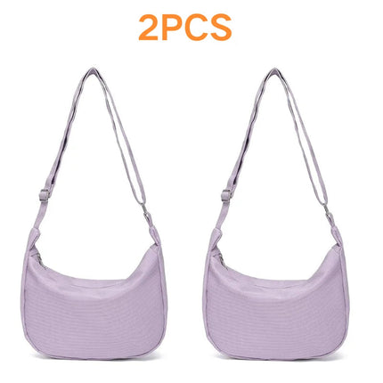 Miss Lulu 2-Piece Set-Large Capacity & Adjustable Shoulder belt-WOMEN'S Crescent Crossbody bag Casual PlatiNum