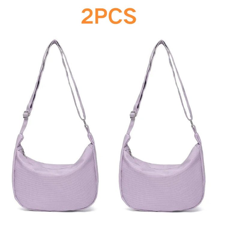 Miss Lulu 2-Piece Set-Large Capacity & Adjustable Shoulder belt-WOMEN'S Crescent Crossbody bag Casual PlatiNum