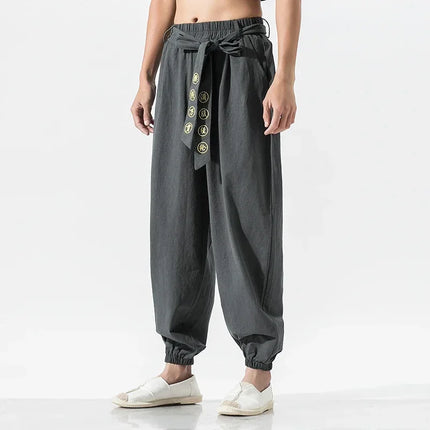Pantaloni Kimono giapponesi ricamati pantaloni larghi Harajuku Casual da uomo 2023 abbigliamento tradizionale asiatico costume stile Yukata Harem