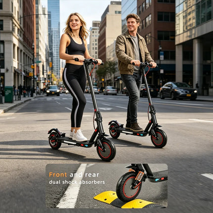 Monopattino elettrico per adulti da 350 W, pneumatici resistenti alle forature da 10 pollici, doppia sospensione anteriore e posteriore, pieghevole, ideale per gli spostamenti urbani