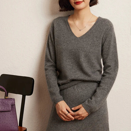 Korean Long Skirt Women's Wave Skirt 100% Cashmere Straight Skirt Knit Autumn Winter Skirt Warm Elegant Casual Knee Length Dress PlatiNum
