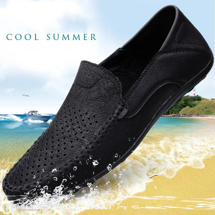 Scarpe da uomo Casual in pelle scavano mocassini da uomo traspiranti Slip on scarpe da guida mocassini da uomo italiani di lusso Plus Size 38-47