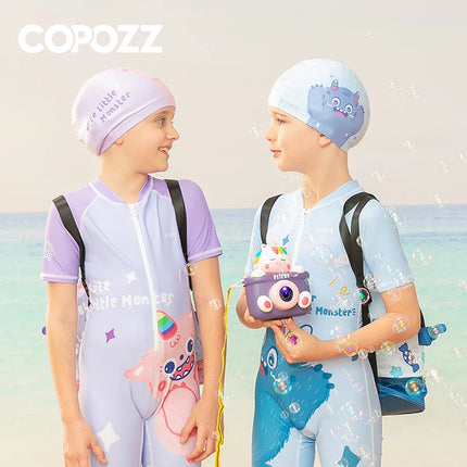 COPOZZ Cuffia da nuoto per bambini in cartone animato Bambini PU Protezione per le orecchie impermeabile Cappello da nuoto Cappelli da bagno elastici Cuffie da piscina per ragazzi Ragazza