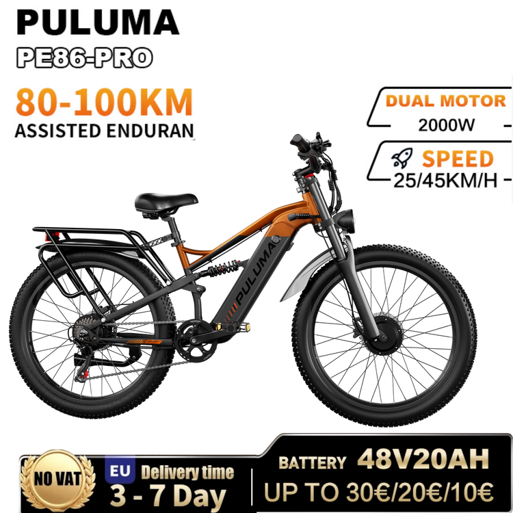 PULUMA PE86pro Bicicletta Elettrica 48V20Ah 1000W, Bici Elettrica da Città con Freni Idraulici, Doppio Motore, Mountain Bike Fuoristrada