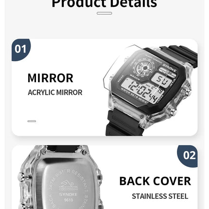 SYNOKE Digital Watches uomo sport luminoso multifunzione impermeabile orologio da polso da donna all'aperto e in esecuzione studente sette luci platinumshop