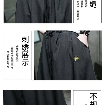 Nuovi pantaloni da uomo a gamba larga ricamati pantaloni Harajuku oversize larghi casual samurai pantaloni lanterna tradizionali retrò giapponesi da uomo