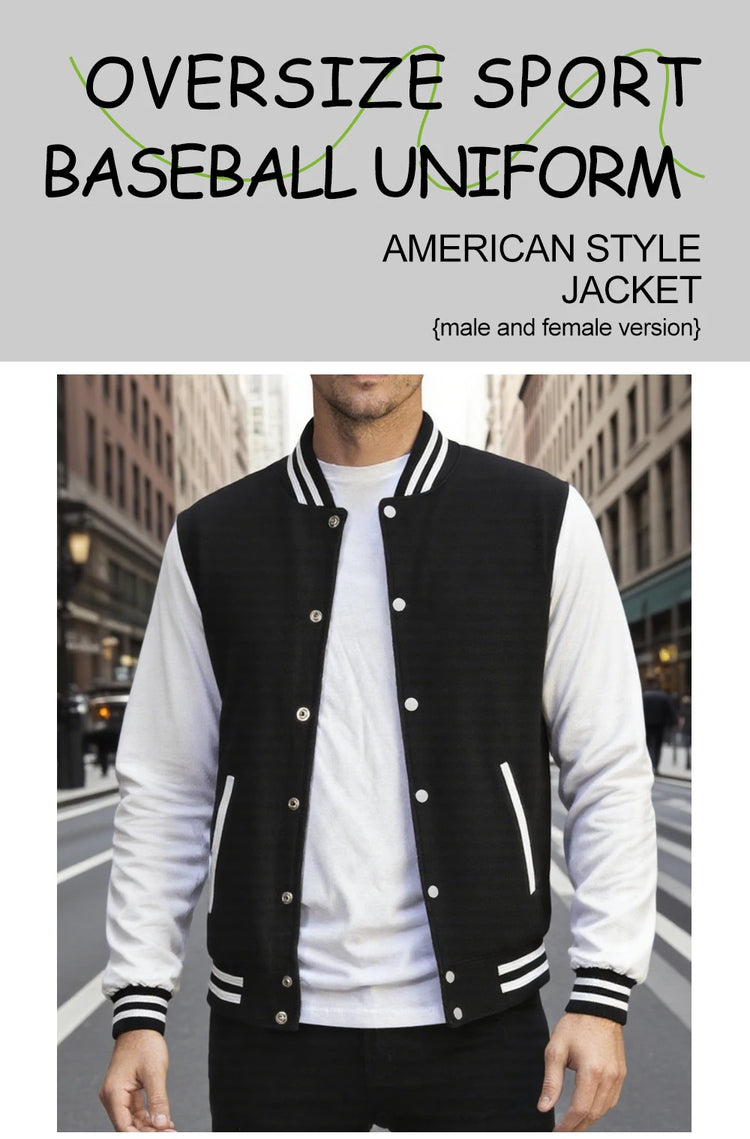Los Angeles Art Letter Prints 2 Colors Tops Men Autumn Winter Casual Jackets Fashion Soft Baseball Jersey Loose Sports Clothes