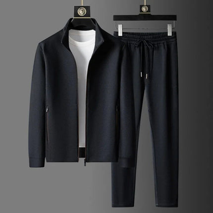 New Spring Autumn Tracksuits for Men Casual Sports Zipper Jackets+Pants Two Piece Sets Long Sleeve Stand Coats Trousers Outfits PlatiNum