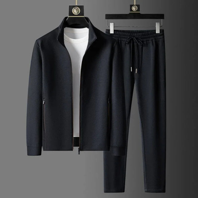 New Spring Autumn Tracksuits for Men Casual Sports Zipper Jackets+Pants Two Piece Sets Long Sleeve Stand Coats Trousers Outfits PlatiNum