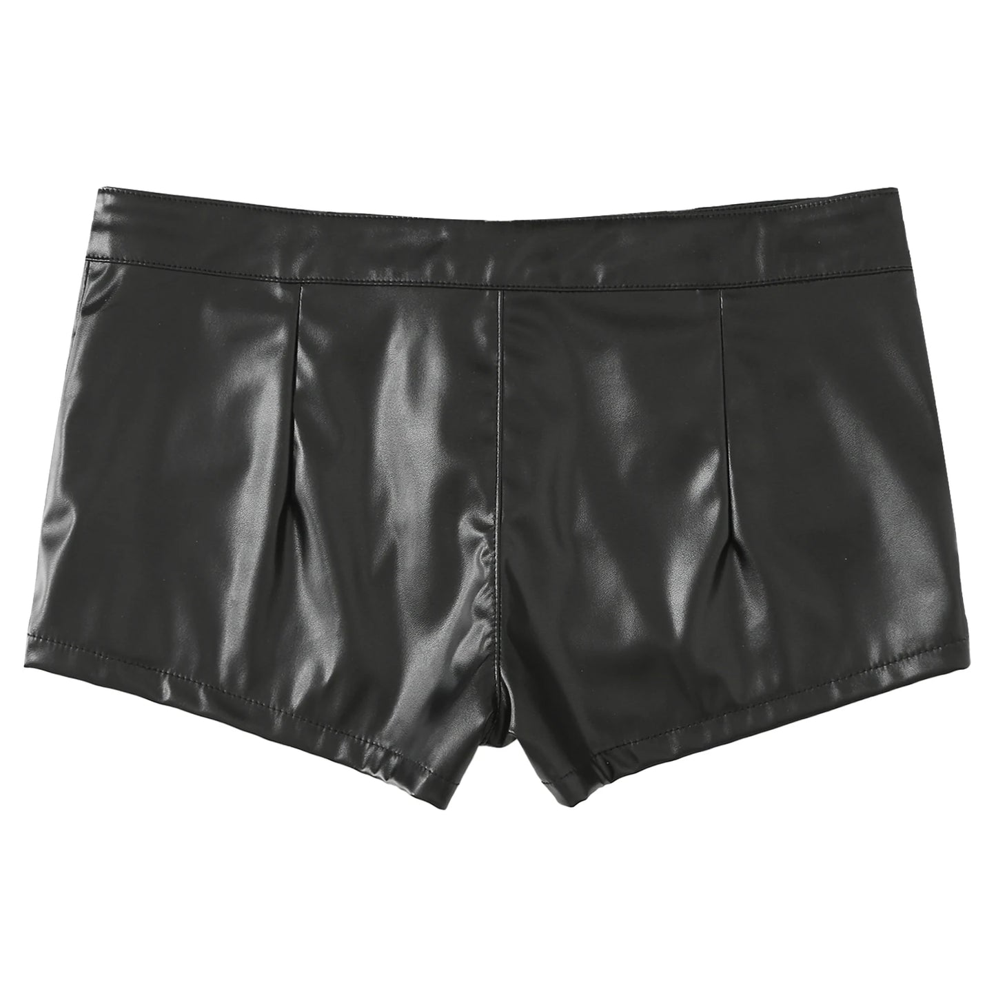 Womens Sexy Tight Fitting Hot Pants Lace-up Pockets Hot Minipants PU Leather Rivets Rave Shorts Wet Look Rave Bar Club Wear