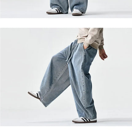 Pantaloni in Denim Primaverili da Uomo, Jeans Larghi Casual Lavati Stile Streetwear, Pantaloni Moda Y2K Oversize Harajuku Punk a Vita Alta