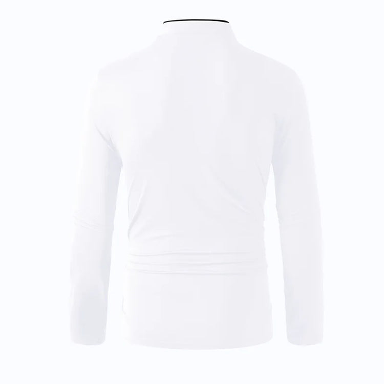2025 T-shirt da uomo nuova casual e alla moda tinta unita a maniche lunghe con colletto alla coreana