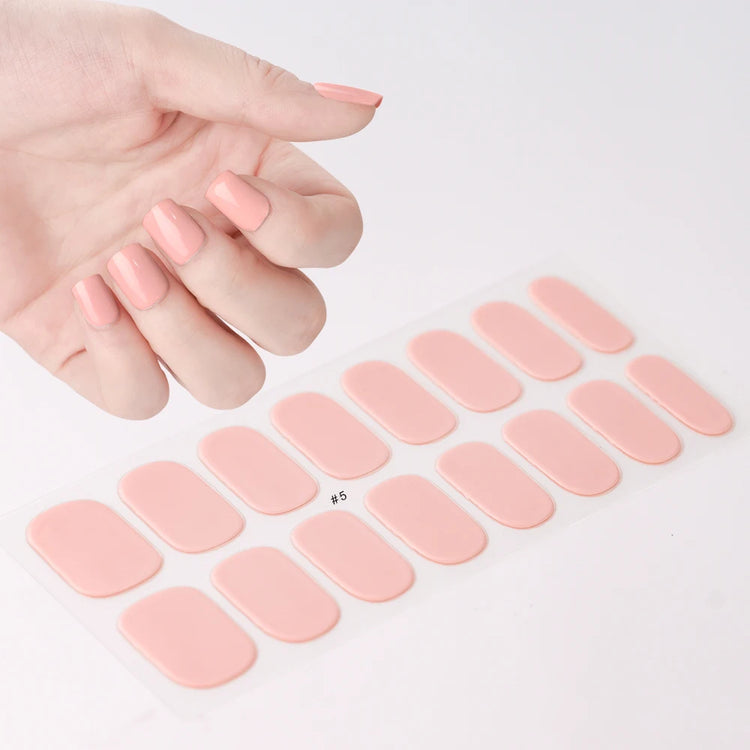 1Sheet Cured Gel Nail Strips Sticker Long-Lasting Nail Polish Strips Wraps Full Cover Gel Nail Art Stickers UV/LED Lamp Required