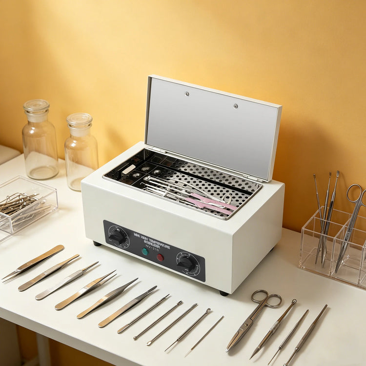 Metal Cleaning Machine High Temperature Sterilizer 300W 2L 122-428℉ Timer Dry Heat Stainless Steel for Nail Salon Clinic Lab Can Be Used In Clinics Hair Stores Nail Salons Beauty Salons Laboratories Etc