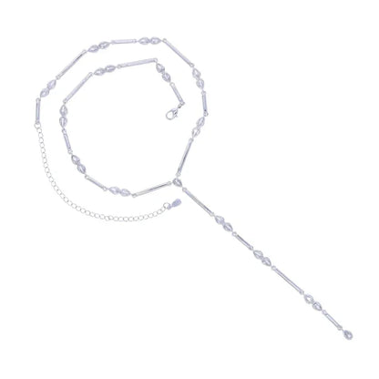 Nuovo speciale color oro Goccia d'acqua Bling Ovale CZ Collana girocollo Lariat Lunga barra a goccia a forma di Y Lunga nappa Gioielli da donna 2025