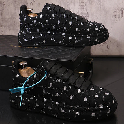 New Fashion Men Embroidery Canvas glitter Loafers Mens Casual Oxford Shoes Wedding Groom Driving Homecoming Business Footwear