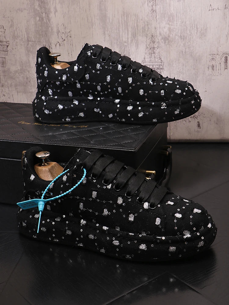 New Fashion Men Embroidery Canvas glitter Loafers Mens Casual Oxford Shoes Wedding Groom Driving Homecoming Business Footwear