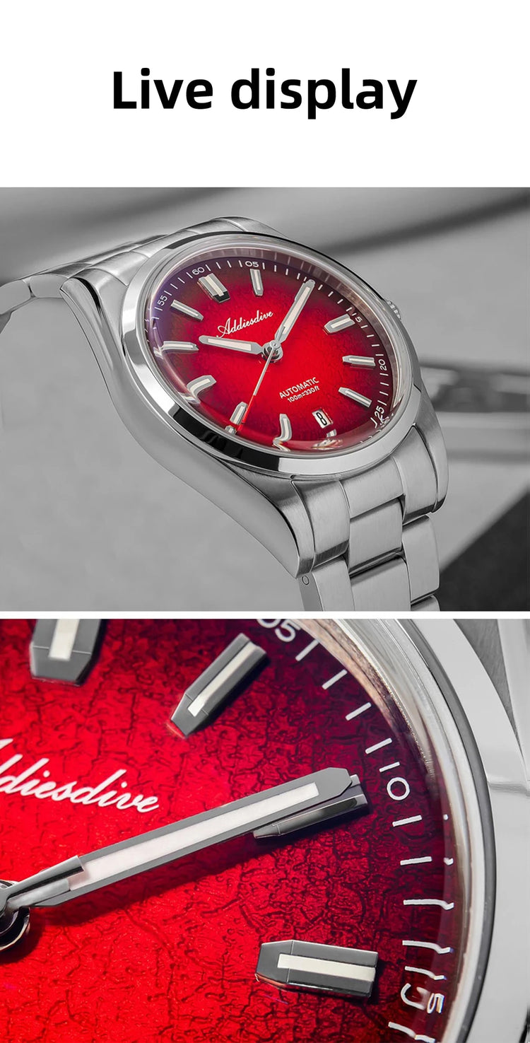 ADDIESDIVE Watch For Gift 39mm Automatic Mechanical Domed Glass 316L Stainless Steel Luminous Waterproof 200m Men Wristwatch New