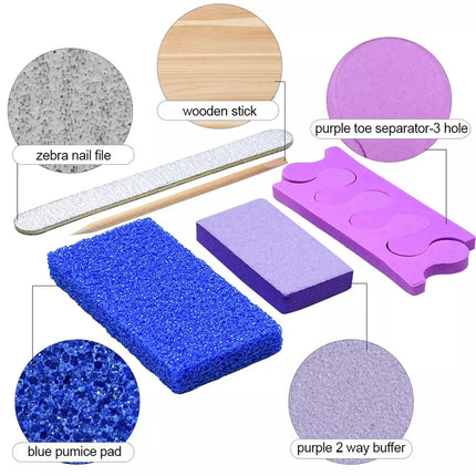 600 Sets/Carton Disposable 5Pcs Pedicure Sets Nail Art Sanding Sandpaper Wooden Nail File Kits Tools Set