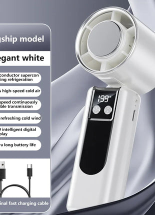 Ventilatore Portatile USB a 199 Velocità con Display Digitale, Grande Turbina Eolica, Mini Ventilatore Rinfrescante