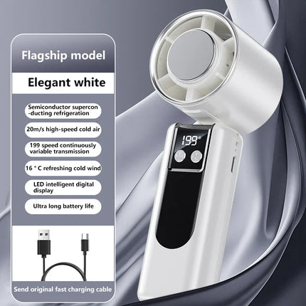 Ventilatore Portatile USB a 199 Velocità con Display Digitale, Grande Turbina Eolica, Mini Ventilatore Rinfrescante