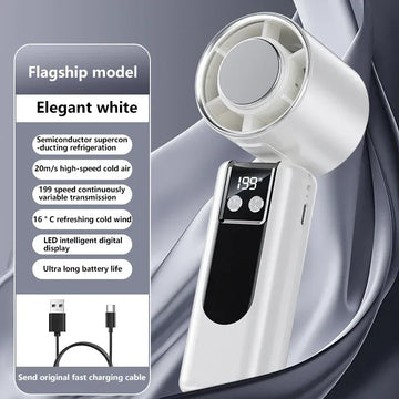 Ventilatore Portatile USB a 199 Velocità con Display Digitale, Grande Turbina Eolica, Mini Ventilatore Rinfrescante
