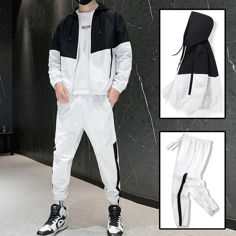 M-6XL-New-Men's-Sportswear-Set-from-Japan-South-Korea-Autumn-Casual-Wear-Men's-Hooded-Jacket-Leg-Tied-Pants-Trendy-Casual-Suit